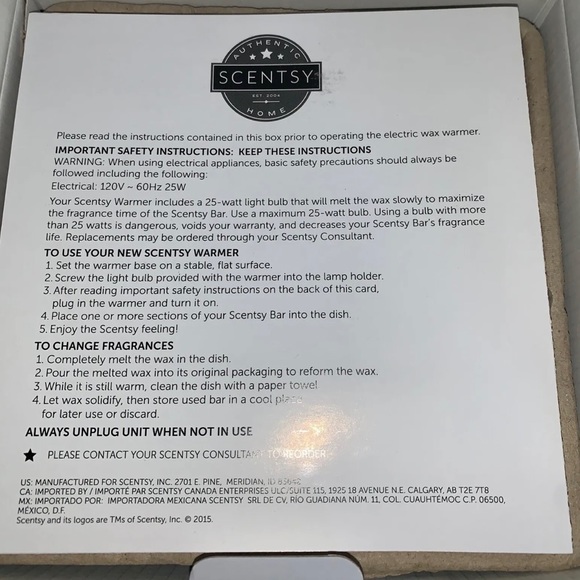 Scentsy Boho Chic Electric Wax Warmer Bulb Wax Bar Blond Wood & Moonflower NIB - Picture 5 of 7